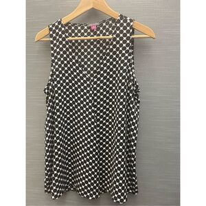 Vince Camuto Black and White Polka Dot Sleeveless Top Size Md